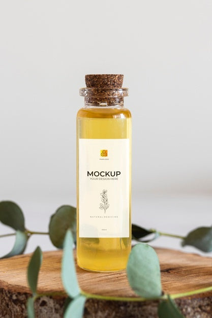 Natural Medicine Packaging Mockup With Ingredients Psd