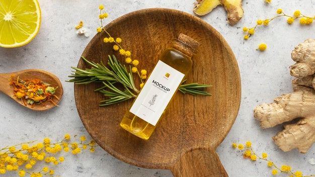 Natural Medicine Packaging Mockup With Ingredients Psd