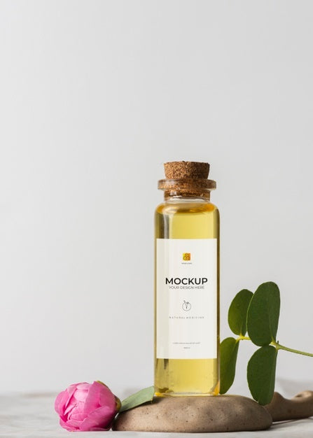 Natural Medicine Packaging Mockup With Ingredients Psd