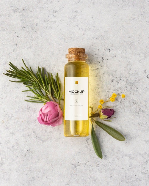 Natural Medicine Packaging Mockup With Ingredients Psd