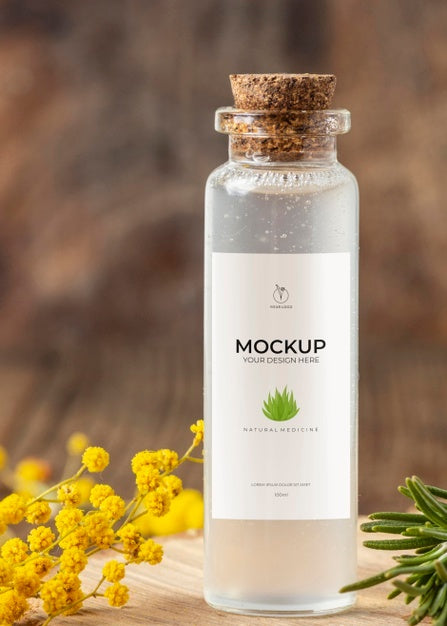Natural Medicine Packaging Mockup With Ingredients Psd