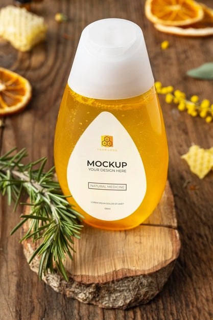 Natural Medicine Packaging Mockup With Ingredients Psd