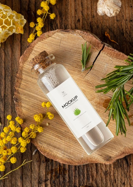 Natural Medicine Packaging Mockup With Ingredients Psd