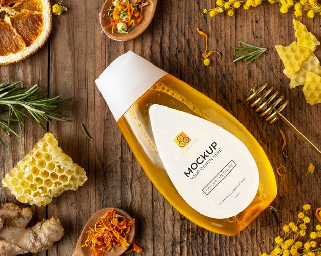 Natural Medicine Packaging Mockup With Ingredients Psd