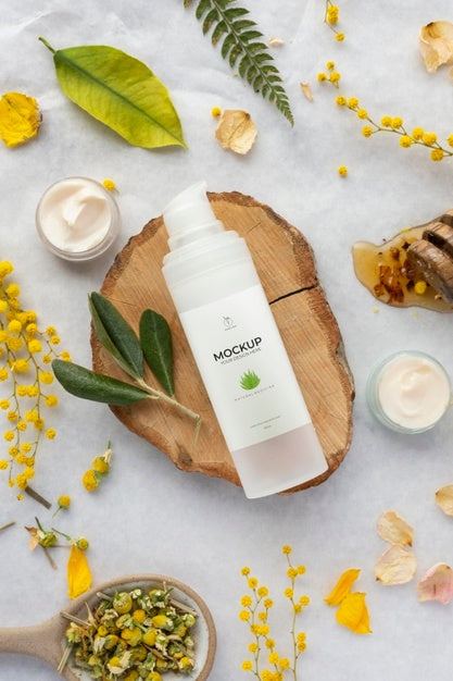 Natural Medicine Packaging Mockup With Ingredients Psd