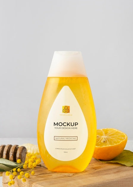 Natural Medicine Packaging Mockup With Ingredients Psd