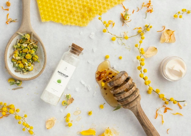 Natural Medicine Packaging Mockup With Ingredients Psd