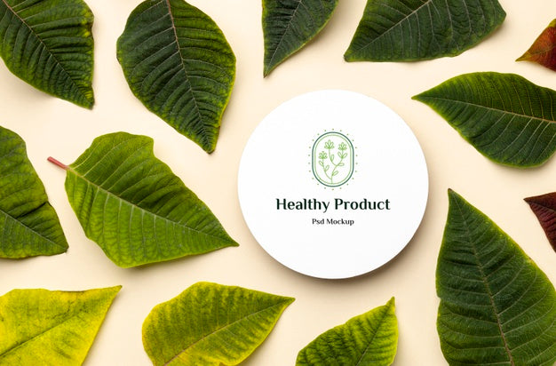 Natural Product Mock-Up With Leaves Psd