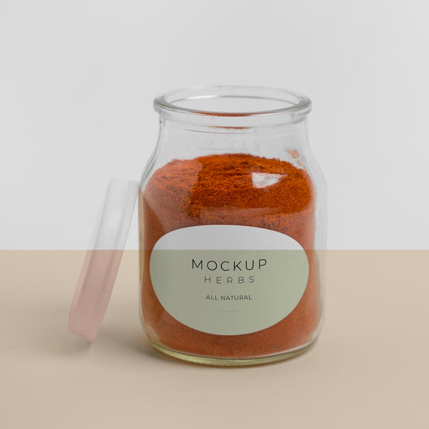 Natural Spices With Label Mock-Up Assortment Psd