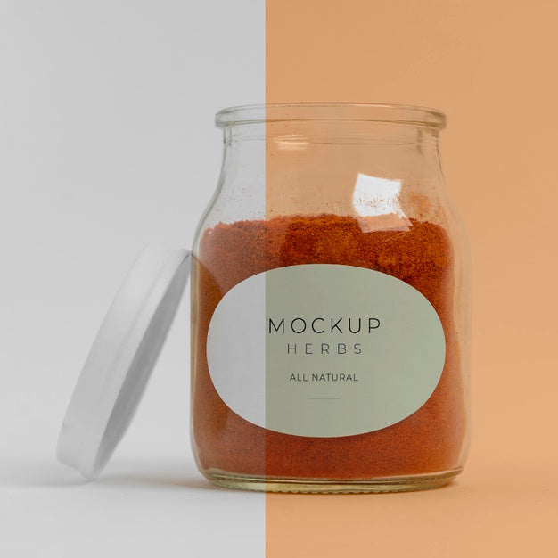 Natural Spices With Label Mock-Up Assortment Psd