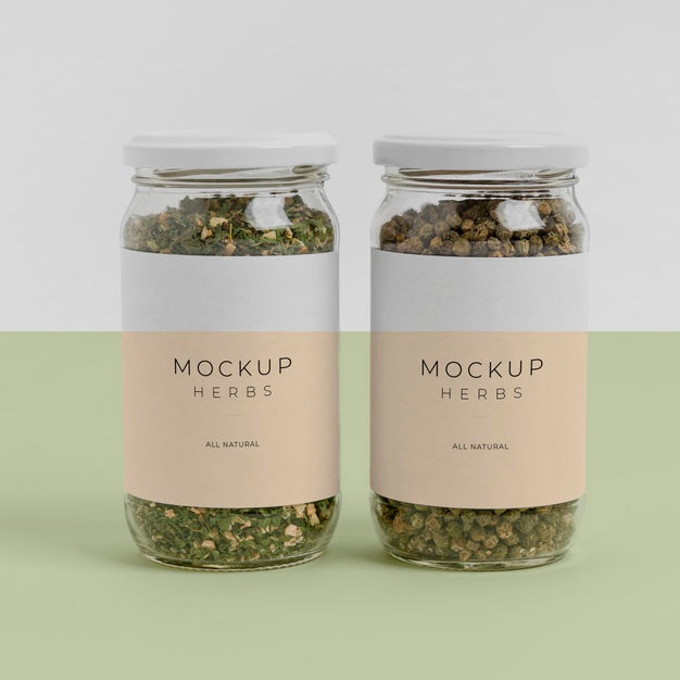 Natural Spices With Label Mock-Up Assortment Psd