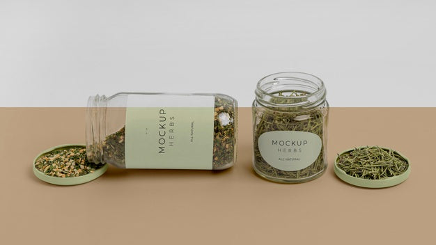 Natural Spices With Label Mock-Up Assortment Psd