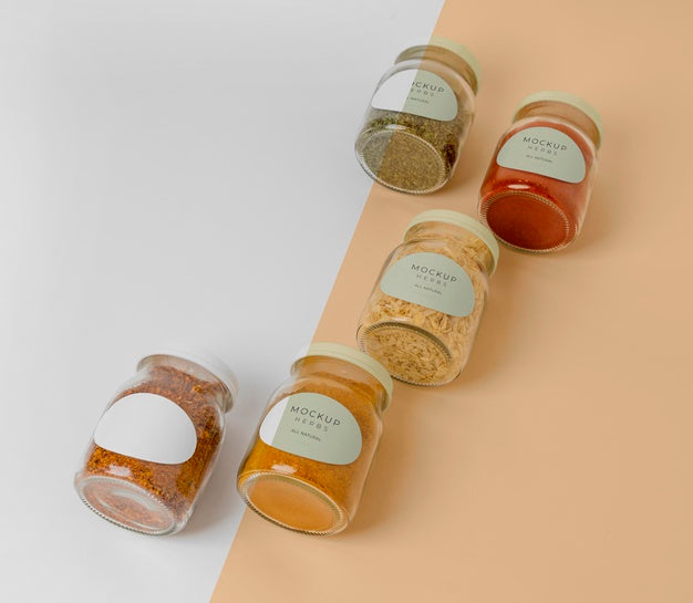 Natural Spices With Label Mock-Up Psd