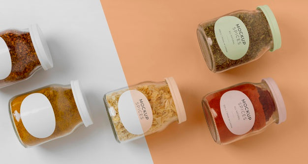 Natural Spices With Label Mock-Up Psd