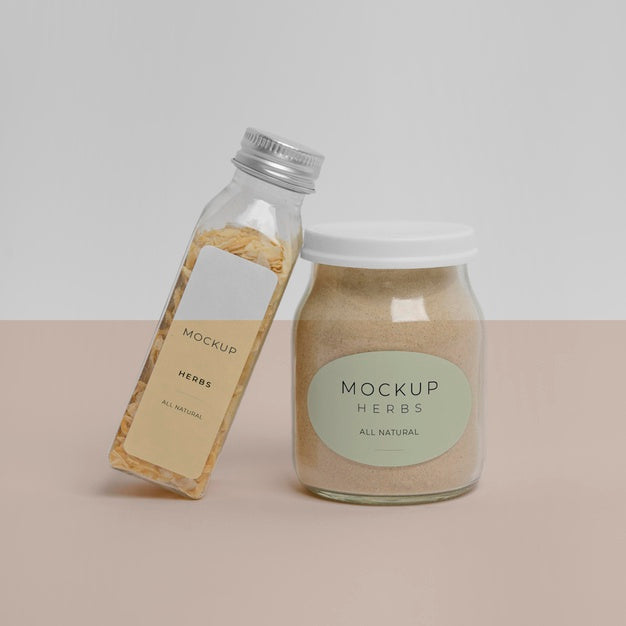 Natural Spices With Label Mock-Up Psd