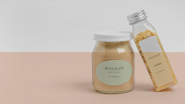 Natural Spices With Label Mock-Up Psd