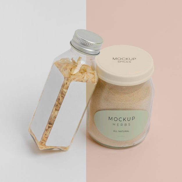 Natural Spices With Label Mock-Up Psd
