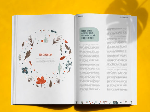 Nature Book Mock Up On Yellow Background Psd