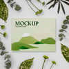 Nature Magazine Cover Mock-Up With Leaves Arrangement Psd