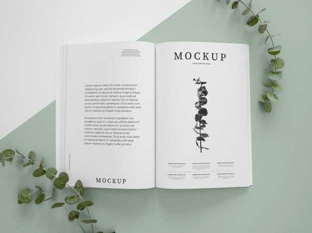 Nature Magazine Cover Mock-Up With Leaves Arrangement Psd