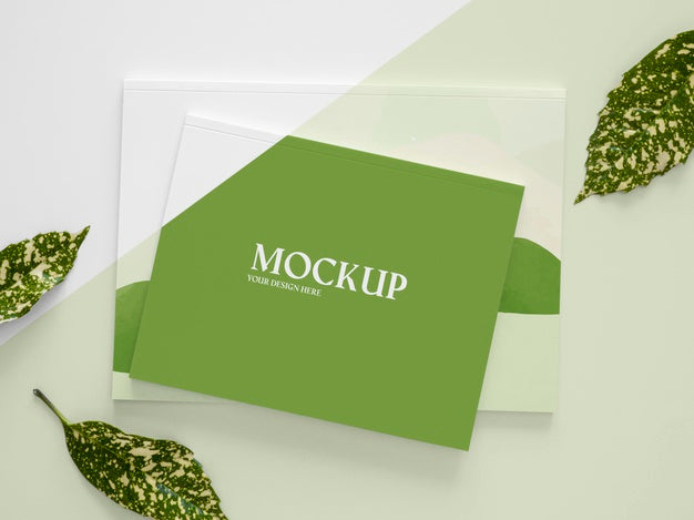 Nature Magazine Cover Mock-Up With Leaves Arrangement Psd