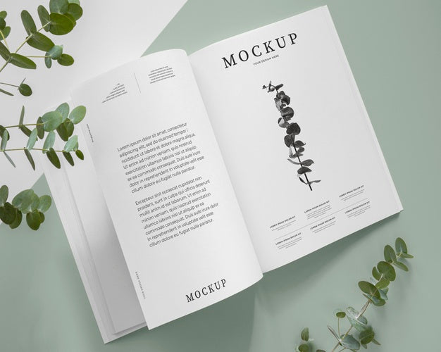 Nature Magazine Cover Mock-Up With Leaves Psd