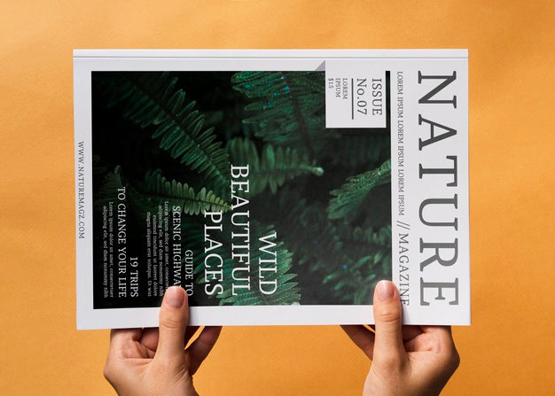 Nature Magazine Mock Up On Orange Background Psd