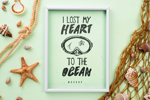 Nautic Summer Message On Frame Mock-Up Psd