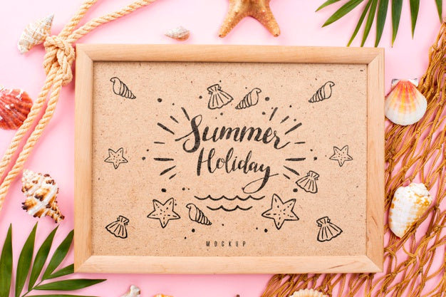 Nautic Summer Message On Frame Psd