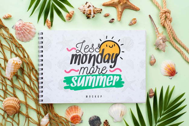 Nautic Summer Message On Notebook Mock-Up Psd