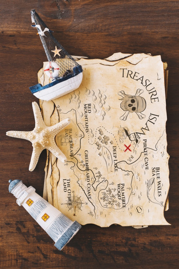 Nautical Elements On Map Psd