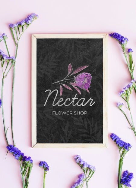Nectar Flower House And Blue Flowers Psd