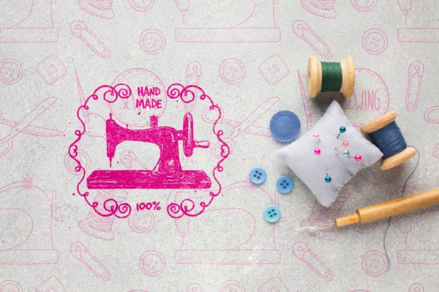 Needlework Mock-Up With Sewing Tools Psd