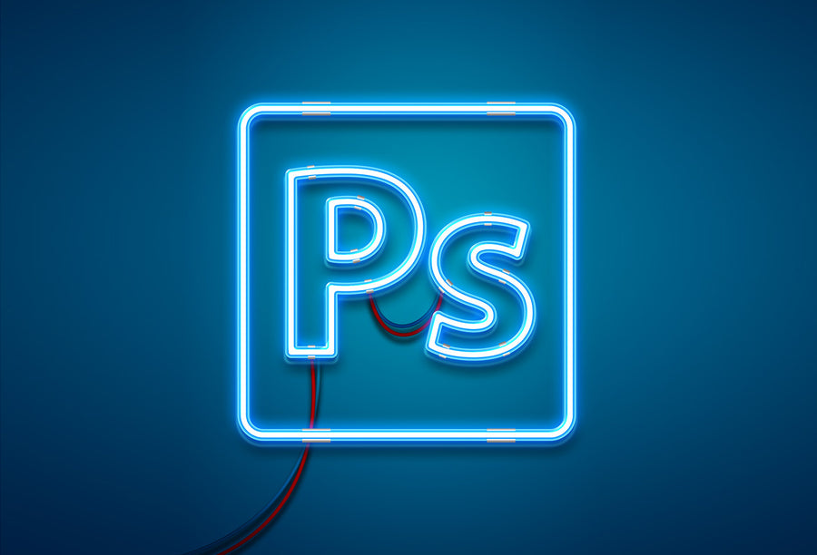 Neon Light Photoshop Effect Mockup