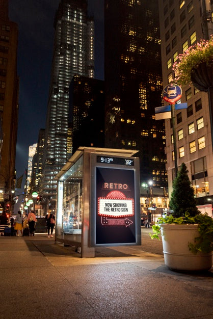 Neon Retro Sign Mock-Up Psd