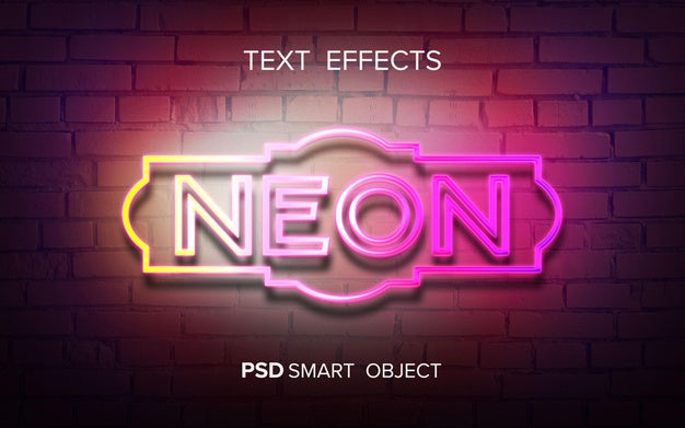 Neon Text Effect Mock-Up Psd