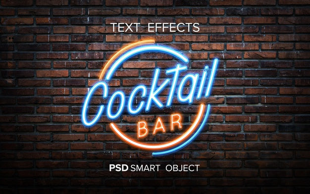 Neon Text Effect Mock-Up Psd
