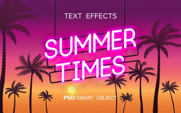 Neon Text Effect Mock-Up Psd
