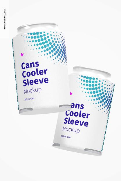 Neoprene 355 Ml Can Cooler Sleeve Mockup, Floating Psd