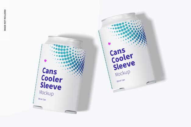 Neoprene 355 Ml Can Cooler Sleeve Mockup, Top View Psd