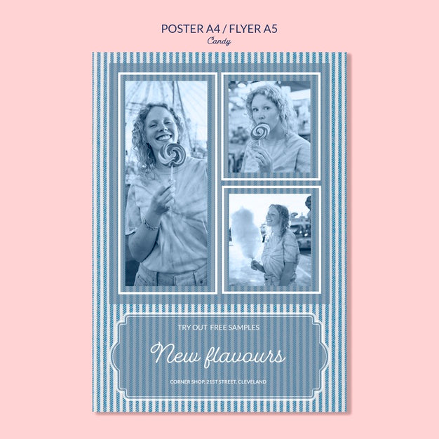 New Flavours Candy Shop Poster Psd