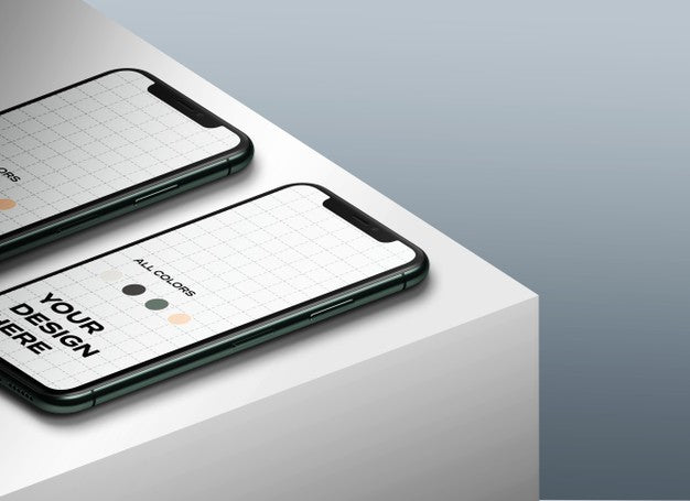 New Smartphones Mockup Facing Up On The Table Psd