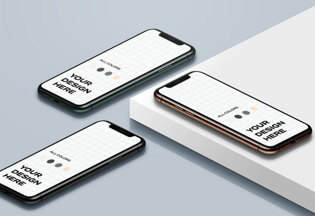 New Smartphones Mockup Facing Up Psd