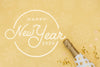New Year 2020 With Golden Bottle Of Champagne Psd