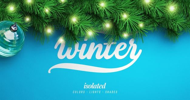 New Year And Winter Background Mockup With Christmas Tree Branches For Promotion Poster Or Banner Psd