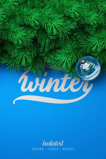 New Year And Winter Background Mockup With Christmas Tree Branches For Promotion Poster Or Banner Psd