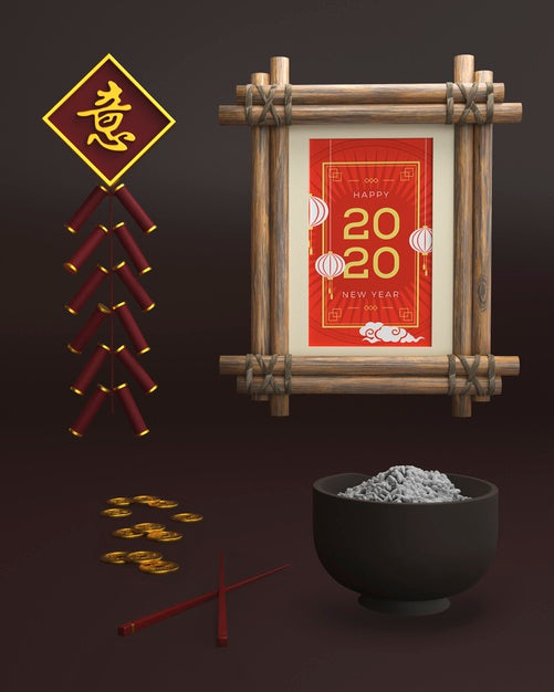 New Year Date On Frame Mock-Up Psd