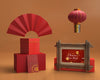 New Year Decorations Set Up Mock-Up Psd
