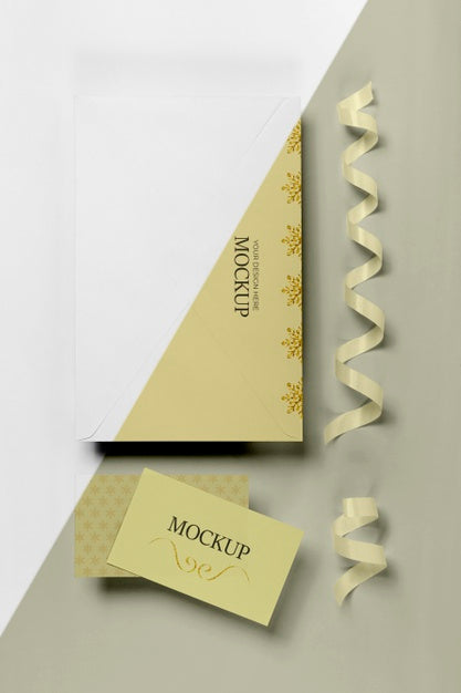 New Year Invitation Mock-Up With Ribbon Psd