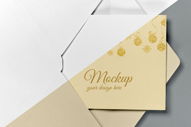 New Year Invitation Mock-Up With Ribbon Psd